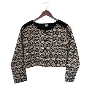 NID D'Abeille Cropped Brocade Tapestry Damask Raised Textured Jacket, Large